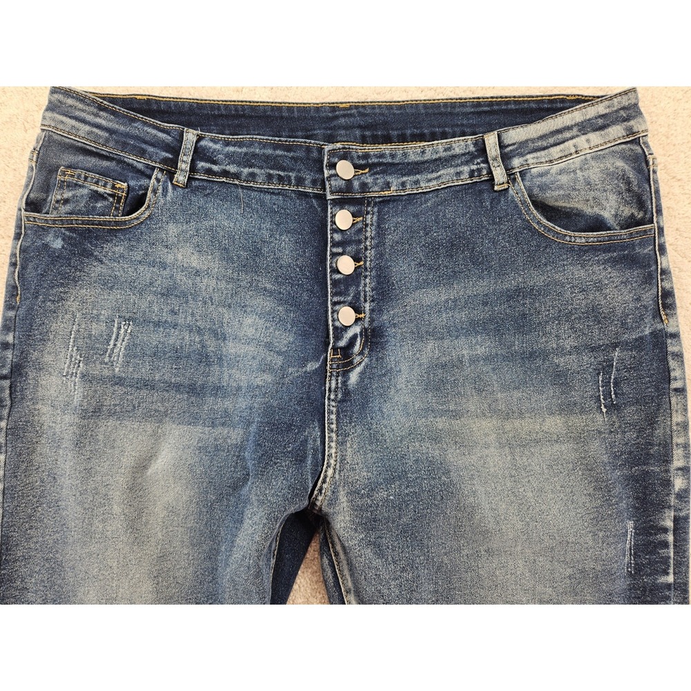 Unbranded Women's Button Fly Distressed Skinny Jeans Plus Size 40x28 - Picture 8 of 9